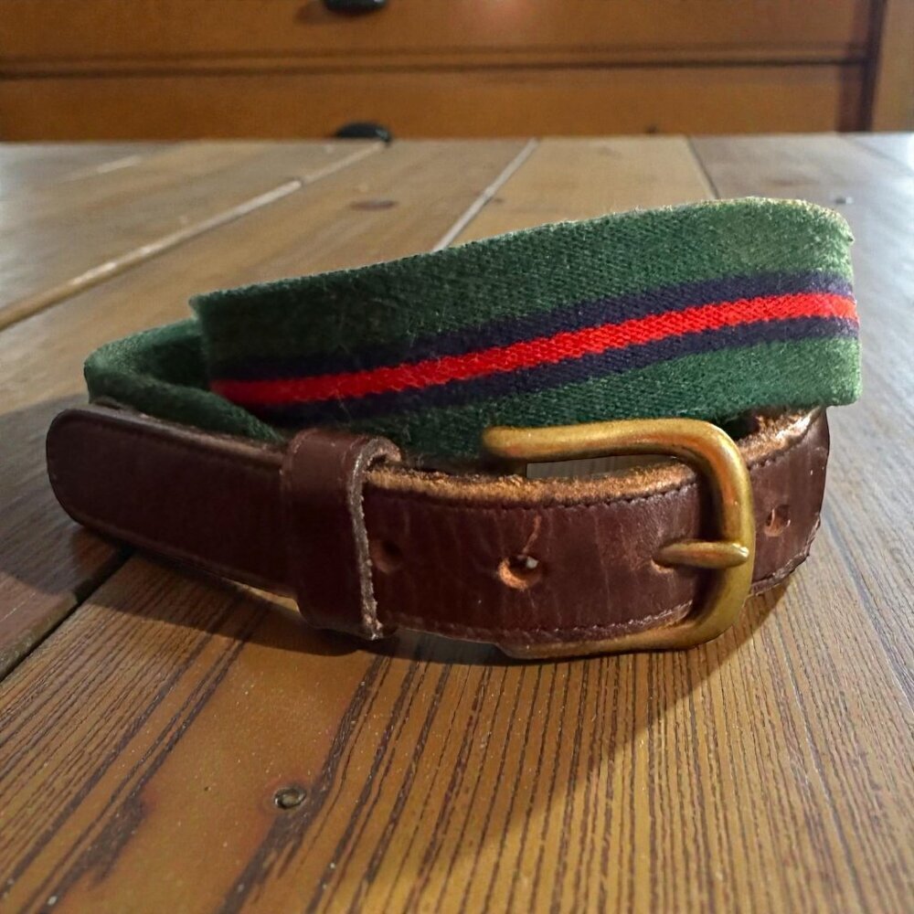 Vintage Coach Surcingle Regimental Stripe Belt Wool Cotton Web Size 32